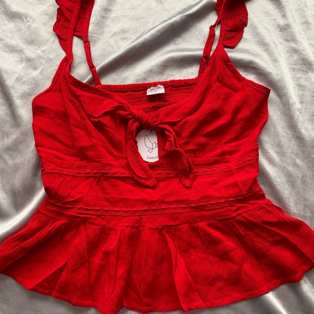 Red Flowy Crop Top